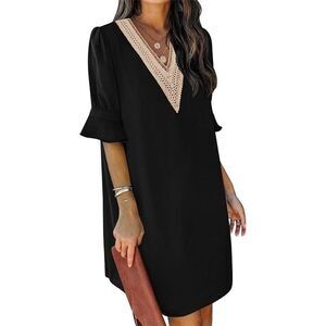 QACOHU Summer Dresses V Neck Short Sleeve Dress